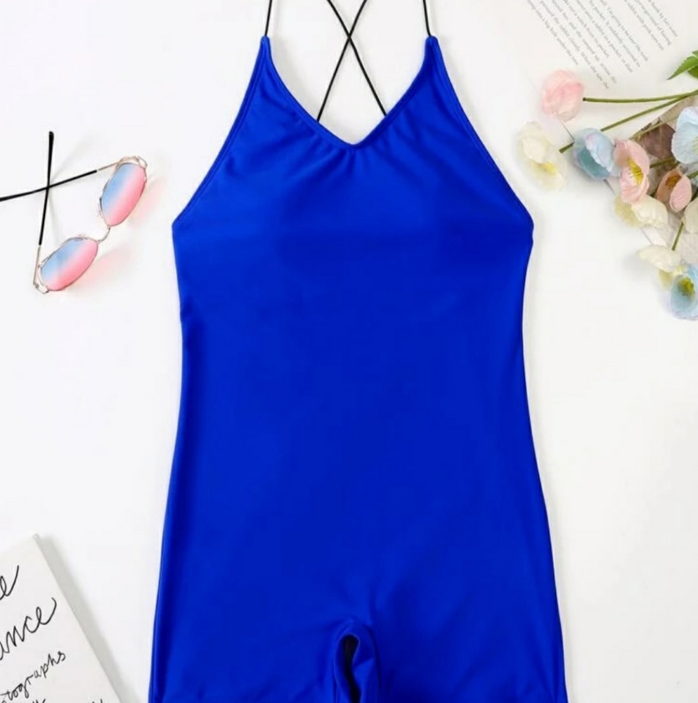 Royal Blue body suit swimsuit.
